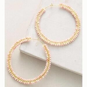 Anthropologie Mischa Beaded Hoop Earrings Pink